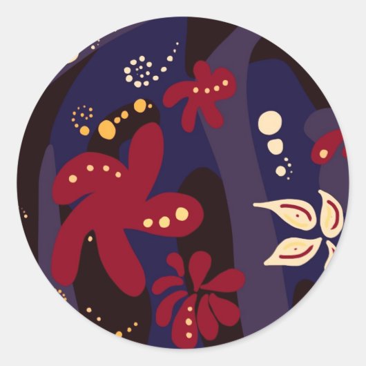 Trendy Pattern accessoires, zwart paars abstract Ronde Sticker (Voorkant)
