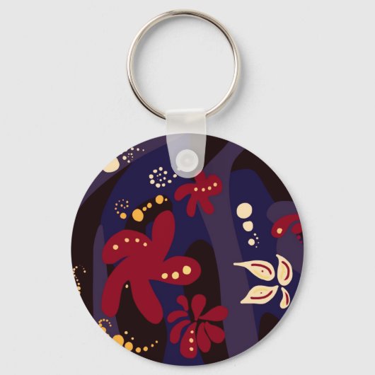 Trendy Pattern accessoires, zwart paars abstract Sleutelhanger (Voorkant)