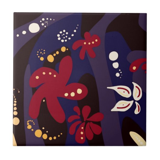 Trendy Pattern accessoires, zwart paars abstract Tegeltje (Voorkant)