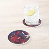 Trendy Pattern accessoires, zwart paars abstract Zandsteen Onderzetter (Zijkant)