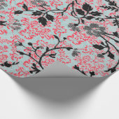 Trendy Pattern Red Turquoise Girly Damask Cadeaupapier (Hoek)