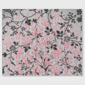 Trendy Pattern Red Turquoise Girly  Damask Cadeaupapier (Vlak)