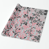 Trendy Pattern Red Turquoise Girly Damask Cadeaupapier (Uitgerold)