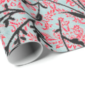 Trendy Pattern Red Turquoise Girly Damask Cadeaupapier (Rol Hoek)
