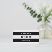 Trendy Pattern White Black Striped Visitekaartje (Staand voorkant)