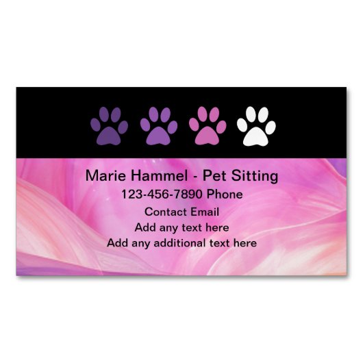 Trendy Paw Prints Pet Sitter Visitekaartje Magnet Magnetisch Visitekaartje (Voorkant)