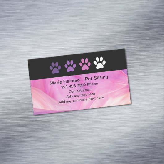 Trendy Paw Prints Pet Sitter Visitekaartje Magnet Magnetisch Visitekaartje (Voorbeeld)