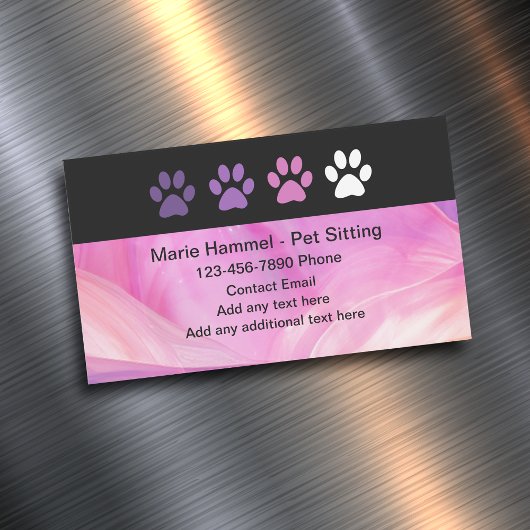 Trendy Paw Prints Pet Sitter Visitekaartje Magnet Magnetisch Visitekaartje