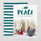 Trendy Peace Holiday-fotokaarten - Blauwgroen Feestdagenkaart (Voorkant / Achterkant)