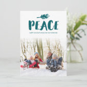 Trendy Peace Holiday-fotokaarten - Blauwgroen Feestdagenkaart (Staand voorkant)