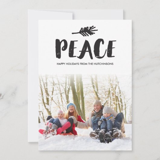 Trendy Peace Holiday-fotokaarten - zwart Feestdagenkaart (Voorkant)