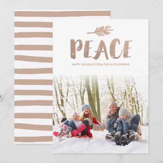Trendy Peace Holiday Photo Cards Feestdagenkaart (Voorkant / Achterkant)