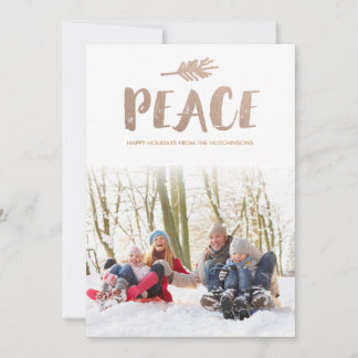 Trendy Peace Holiday Photo Cards Feestdagenkaart