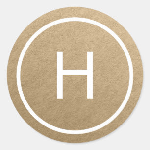 Trendy Peace Round Monogram Stickers - Goud