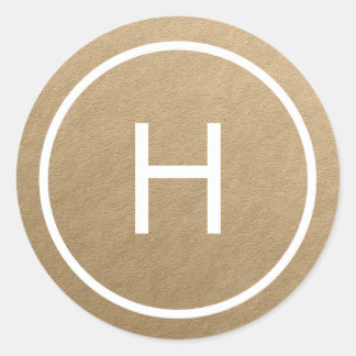 Trendy Peace Round Monogram Stickers - Goud