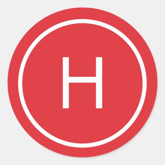 Trendy Peace Round Monogram Stickers - Rood (Voorkant)