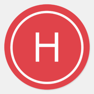 Trendy Peace Round Monogram Stickers - Rood