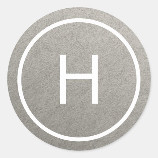 Trendy Peace Round Monogram Stickers - Silver (Voorkant)