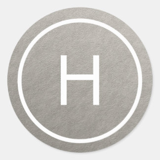 Trendy Peace Round Monogram Stickers - Silver