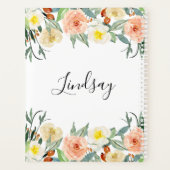 Trendy Peach Floral Monogrammed Planner (Achterkant)