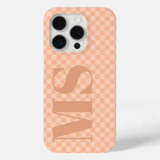 Trendy Peach Fuzz Check gepersonaliseerde Initiale iPhone 15 Pro Case
