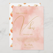 Trendy Peach Fuzz Grateful Vibes Afstuderen Bedankkaart (Voorkant / Achterkant)