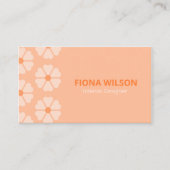 Trendy Peach Fuzz Roze Sinaasappel Bloemen Vrouwel Visitekaartje (Voorkant)