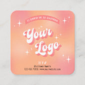 Trendy Peach Retro Groovy Brows After Care Cards Vierkante Visitekaartje (Voorkant)