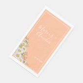 Trendy Peach & White Daisies Bruiloft Servet (Hoek)