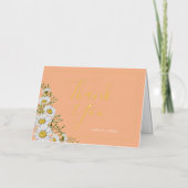 Trendy Peach & White Daisies dank u Folie Wenskaart (Voorkant)