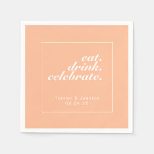 Trendy Peach & White Moderne minimalistische bruil Servet