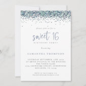 Trendy Peacock Blue Glitter Sweet 16 Birthday Kaart (Voorkant)