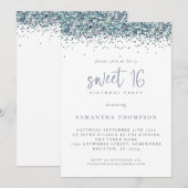 Trendy Peacock Blue Glitter Sweet 16 Birthday Kaart (Voorkant / Achterkant)