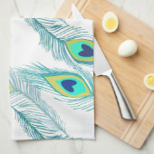 Trendy Peacock Feather Pattern Print Theedoek (Quarter Fold)
