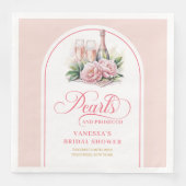 Trendy pearls and prosecco napkins custom name servet (Voorkant)