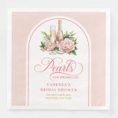Trendy pearls and prosecco napkins custom name servet (Voorkant)