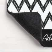 Trendy Pencil Black and White Chevron met naam Muismat (Hoek)