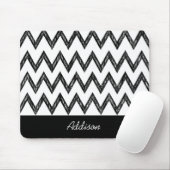 Trendy Pencil Black and White Chevron met naam Muismat (Met muis)