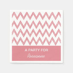 Trendy Pencil lichtroze Chevron zigzags met naam Servetten
