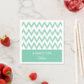 Trendy Pencil Mint Green Chevron Zigzags met naam Servetten (Insitu)