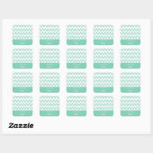 Trendy Pencil Mint Green Chevron Zigzags met naam Vierkante Sticker (Vel)