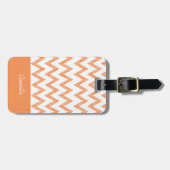 Trendy Pencil Oranje Chevron Zigzags met naam Bagagelabel (Voorkant horizontaal)