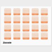 Trendy Pencil Oranje Chevron Zigzags met naam Vierkante Sticker (Vel)