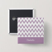 Trendy Pencil Paars Chevron Zigzags en naam Vierkante Button 5,1 Cm (Voorkant /achterkant)