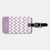 Trendy Pencil Paars Chevron Zigzags met naam Bagagelabel (Voorkant horizontaal)