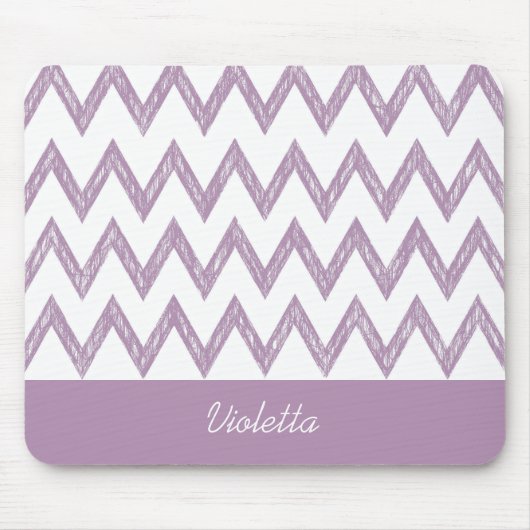 Trendy Pencil Paars Chevron Zigzags met naam Muismat (Voorkant)