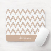 Trendy Pencil Tan Chevron Zigzags met naam Muismat (Met muis)