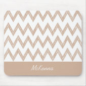 Trendy Pencil Tan Chevron Zigzags met naam Muismat (Voorkant)