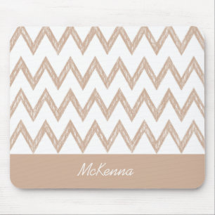 Trendy Pencil Tan Chevron Zigzags met naam Muismat