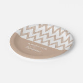 Trendy Pencil Tan Chevron Zigzags met naam Papieren Bordje (Gekanteld)